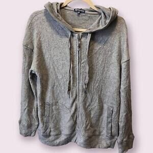 NWT Democracy Gray SOFT & Cozy Zip Up Hooded Sweater Size XS